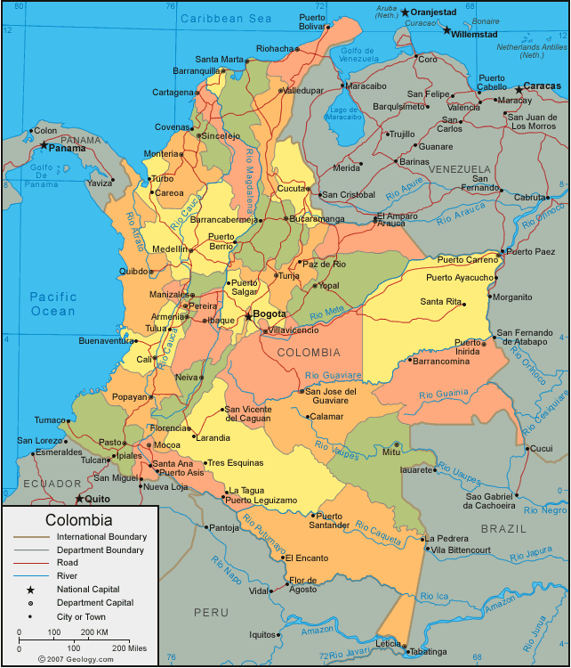 geographical map of paraguay. colombia): Outline Map